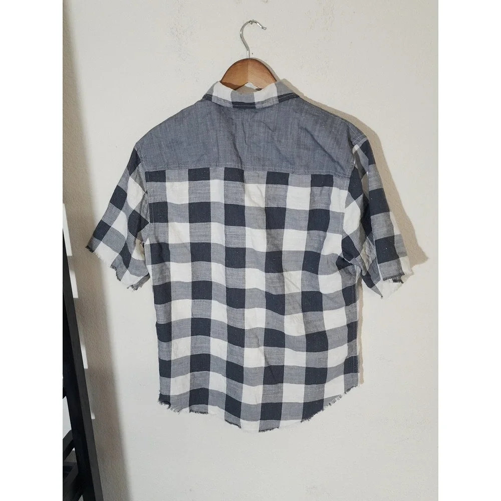 True Religion Men Shirts Plaid Black Grey Checker Gray small new w tag. bin 32